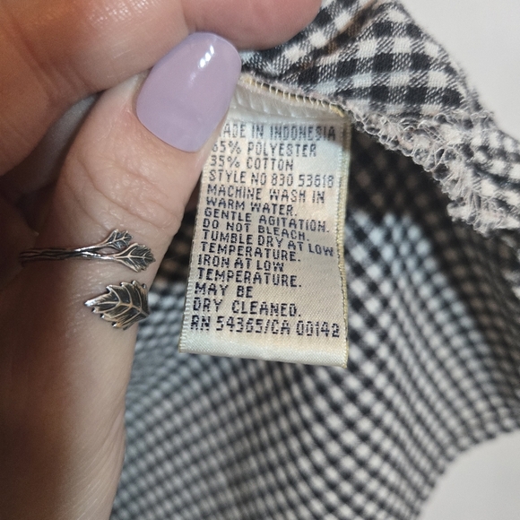 Vintage Allison Daley Gingham Embroidered Cotton Blend Collared Shirt Small - Picture 5 of 9